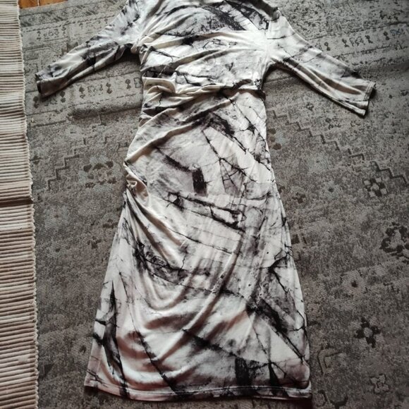 Helmut Lang Nova Marble Print Viscose Jersey Sexy Dress Sz S Or XS Made In USA - Picture 8 of 12